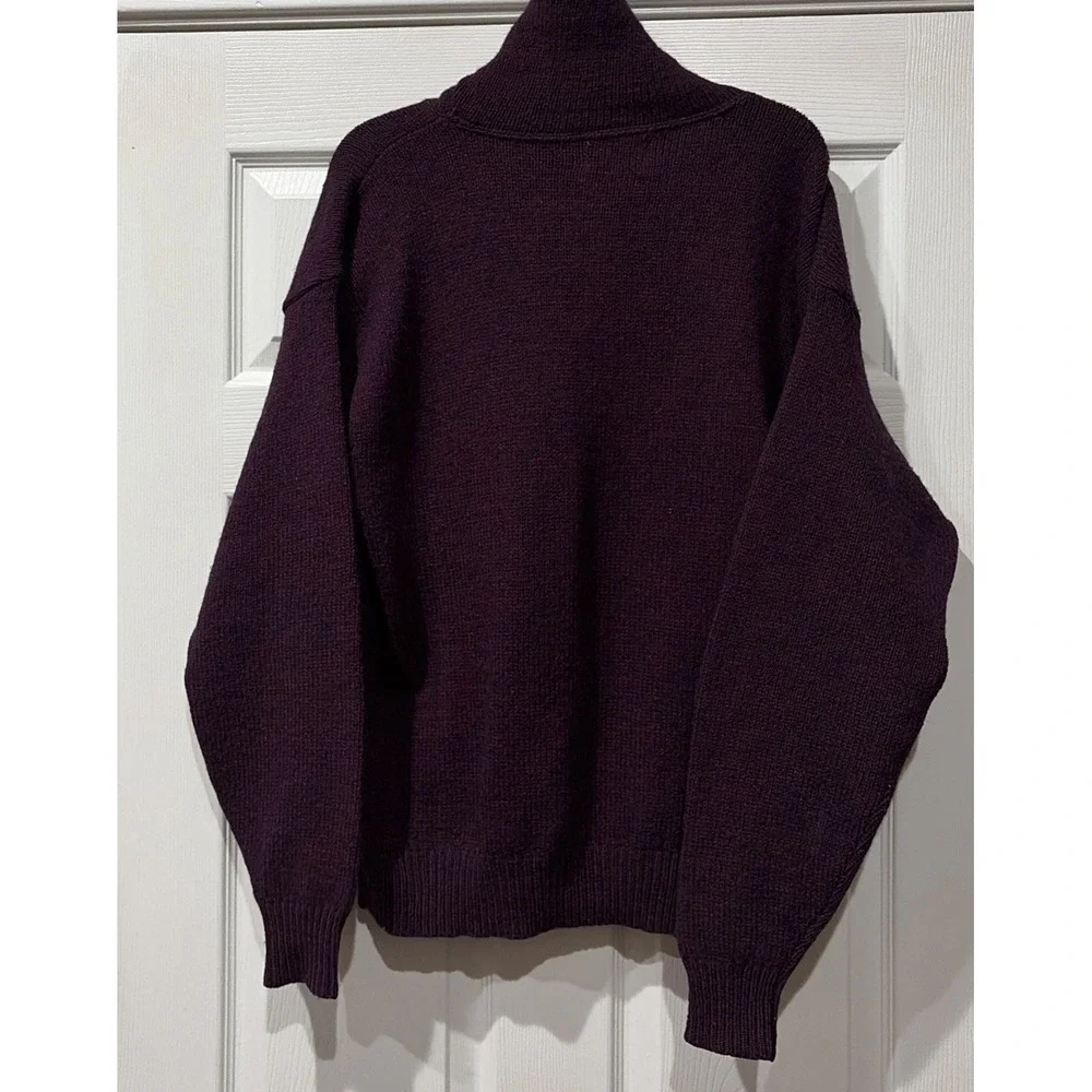Vtg Eddie Bauer Wool Blend Sweater Mens Large Burgundy Blue Long Sleeve Pullover